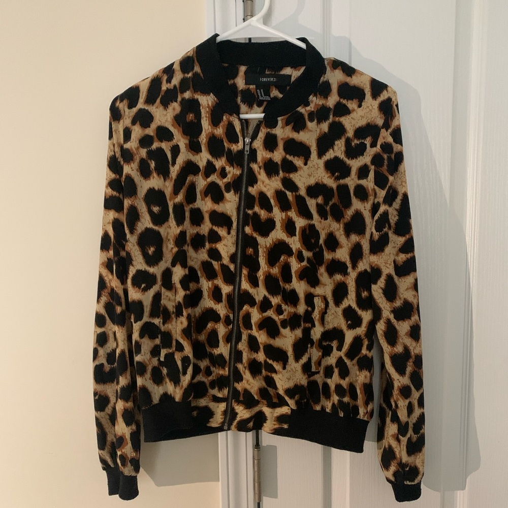 Leopard Print Bomber Jacket